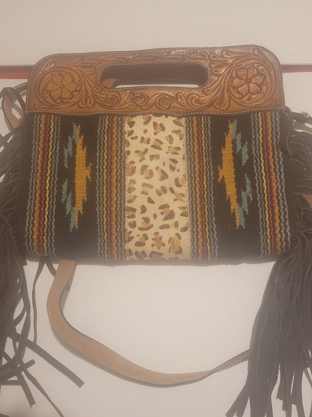 Tan Leather-Accent Shoulder Bag